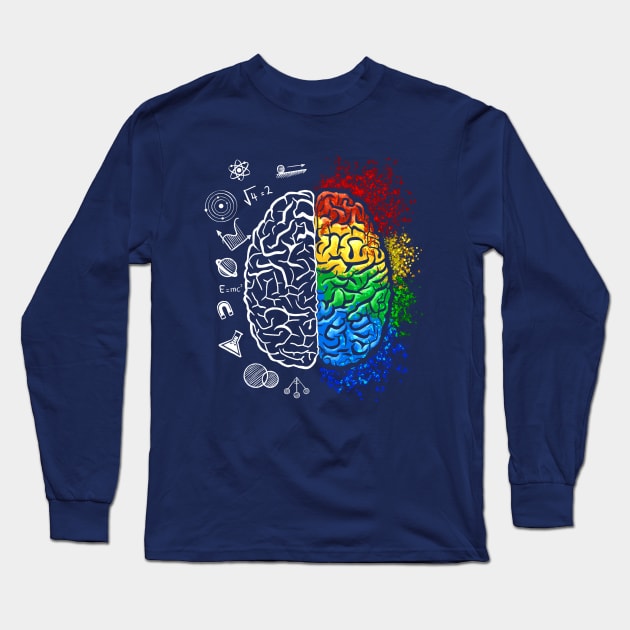 Colorful Brain Physics Math Teacher Science Geek Nerd Gift Long Sleeve T-Shirt by basselelkadi